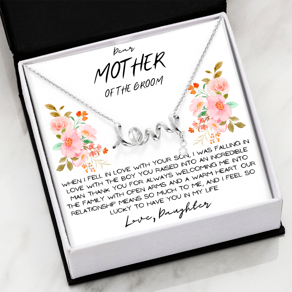 “To Mother of the Groom” Love Knot Necklace Gift from Daughter-In-Law