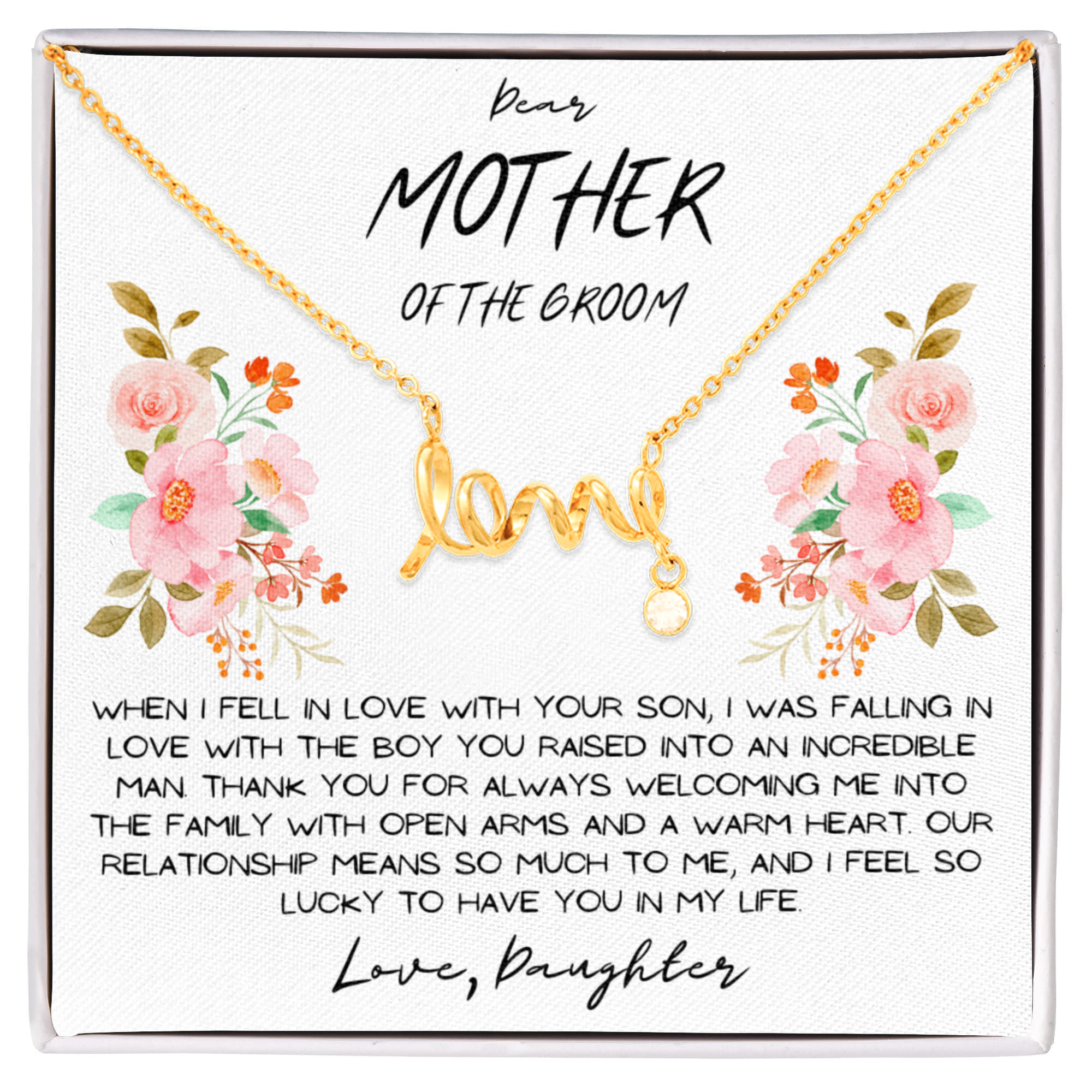 “To Mother of the Groom” Love Knot Necklace Gift from Daughter-In-Law