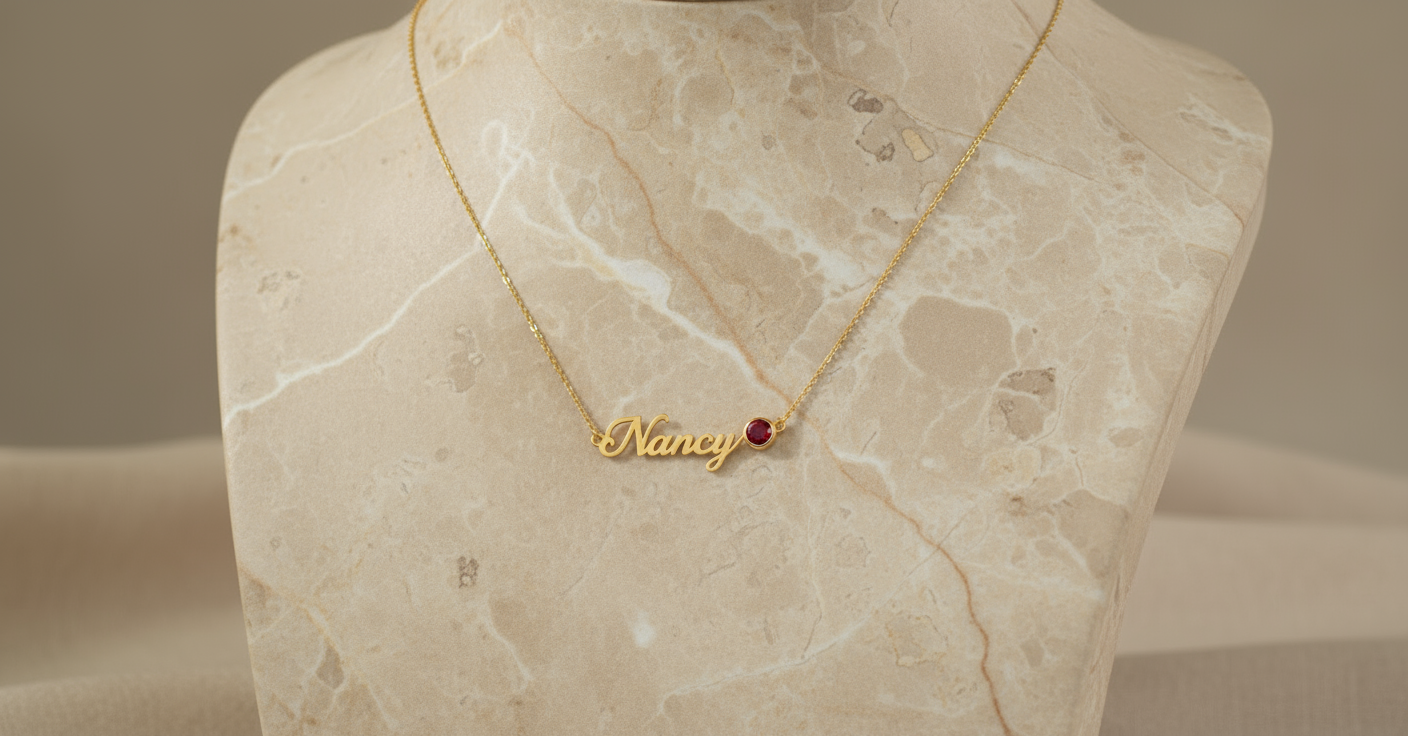 English Name Birthstone Necklace Simple Korean Style All-match Jewelry